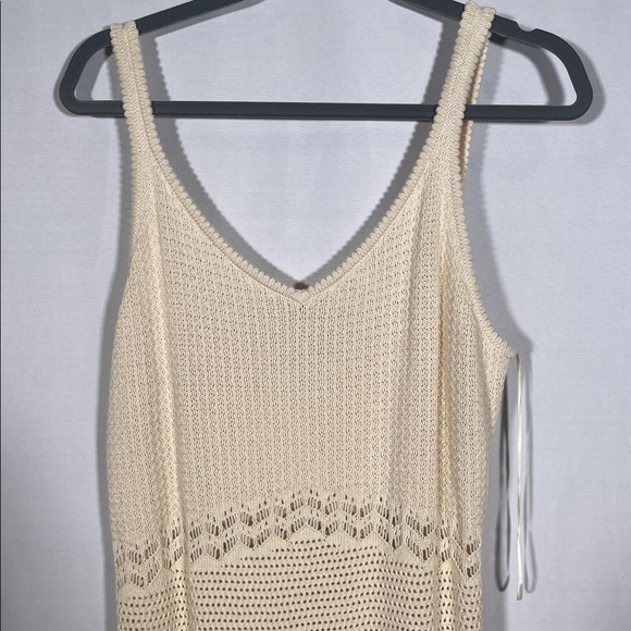 OLD NAVY WOMENS CREAM KNIT CROCHET COVERUP MIDI DRESS LARGE - Picture 3 of 7